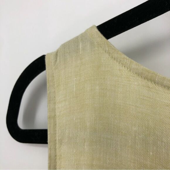 J. Jill Love Linen Dress Womens Medium 100% Linen Lemon Lime Sleeveless Pockets - Picture 3 of 12